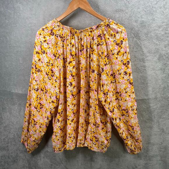 GAP Top Womens XXL Floral Long Sleeve Puff Sleeve Peasant Cottage Boho‎ - Picture 2 of 15